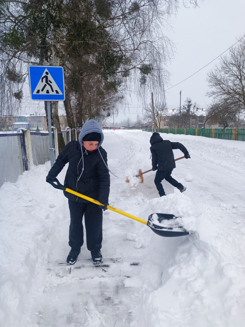 Убираем снег вместе: субботник в Петриковском районе