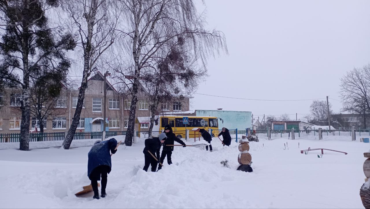 Убираем снег вместе: субботник в Петриковском районе