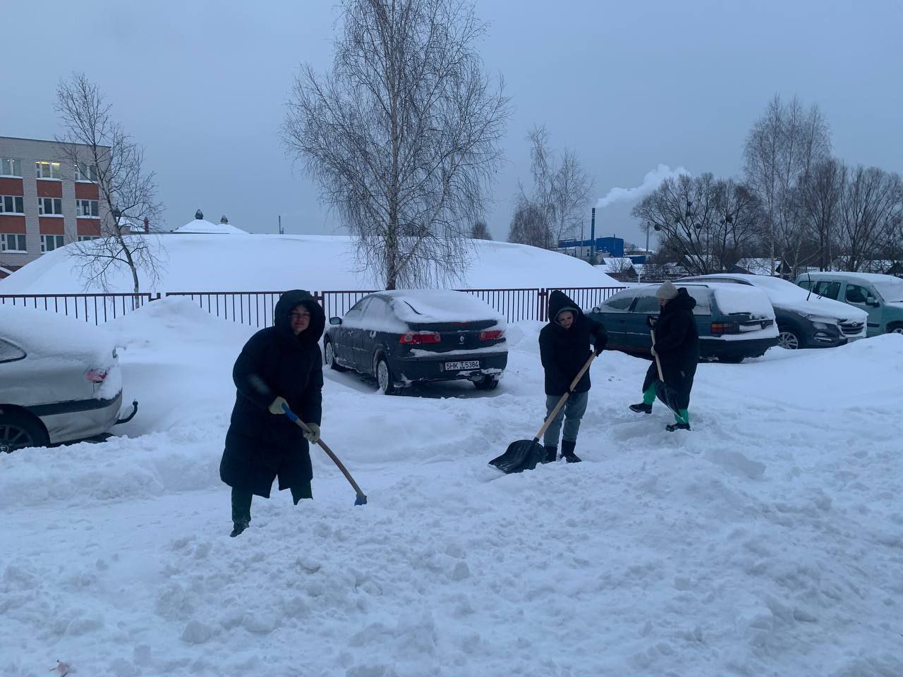 Убираем снег вместе: субботник в Петриковском районе