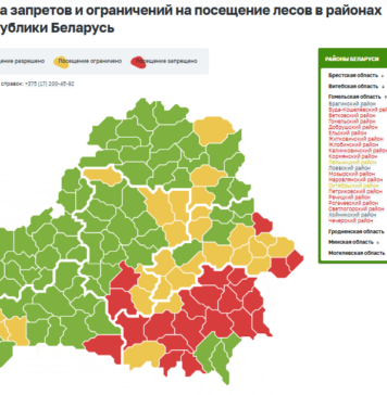 Карта запретов и ограничений на посещение лесов в Гомельской области