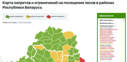 Карта запретов и ограничений на посещение лесов в Гомельской области